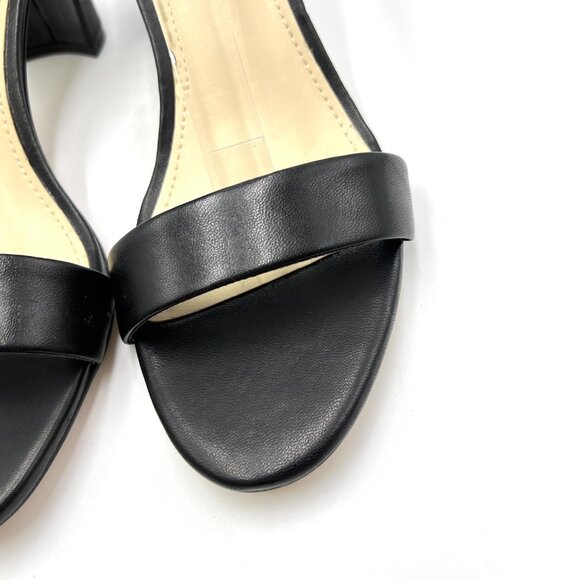Nine West Womens Pruce Black Leather Block Heel Open Toe Sandals Heels Shoes 6.5 - Picture 5 of 13